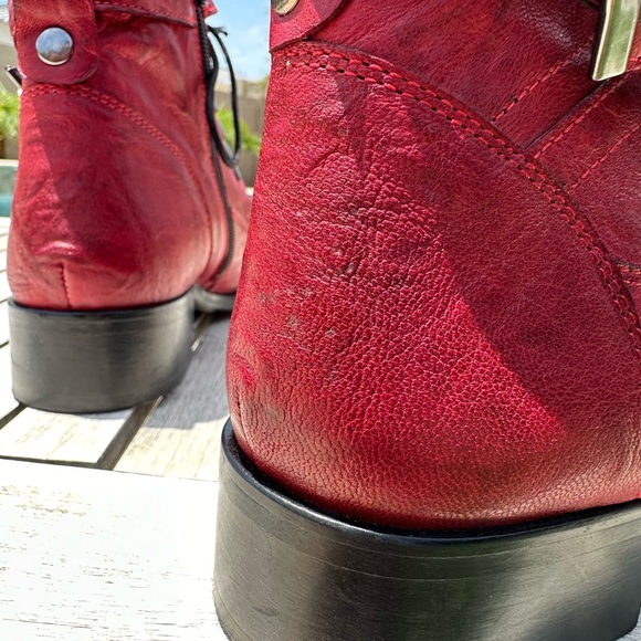 Regard Vintage Red Leather Booties - Picture 4 of 9
